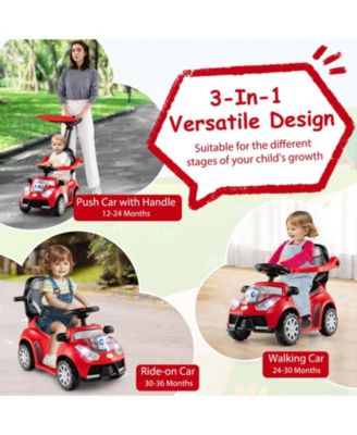 Baby 3-in-1 Sliding Walker w/ Adjustable Canopy Horn Music & Light