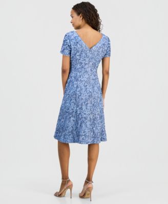 Petite Sequined Lace Short-Sleeve Midi Dress