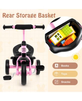 Kids Tricycle Toddler Trike with Adjustable Seat & Storage Basket 3 Wheel Bike