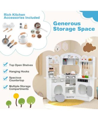 Corner Kitchen Playset with Coffee Machine Oven Microwave Washing Machine