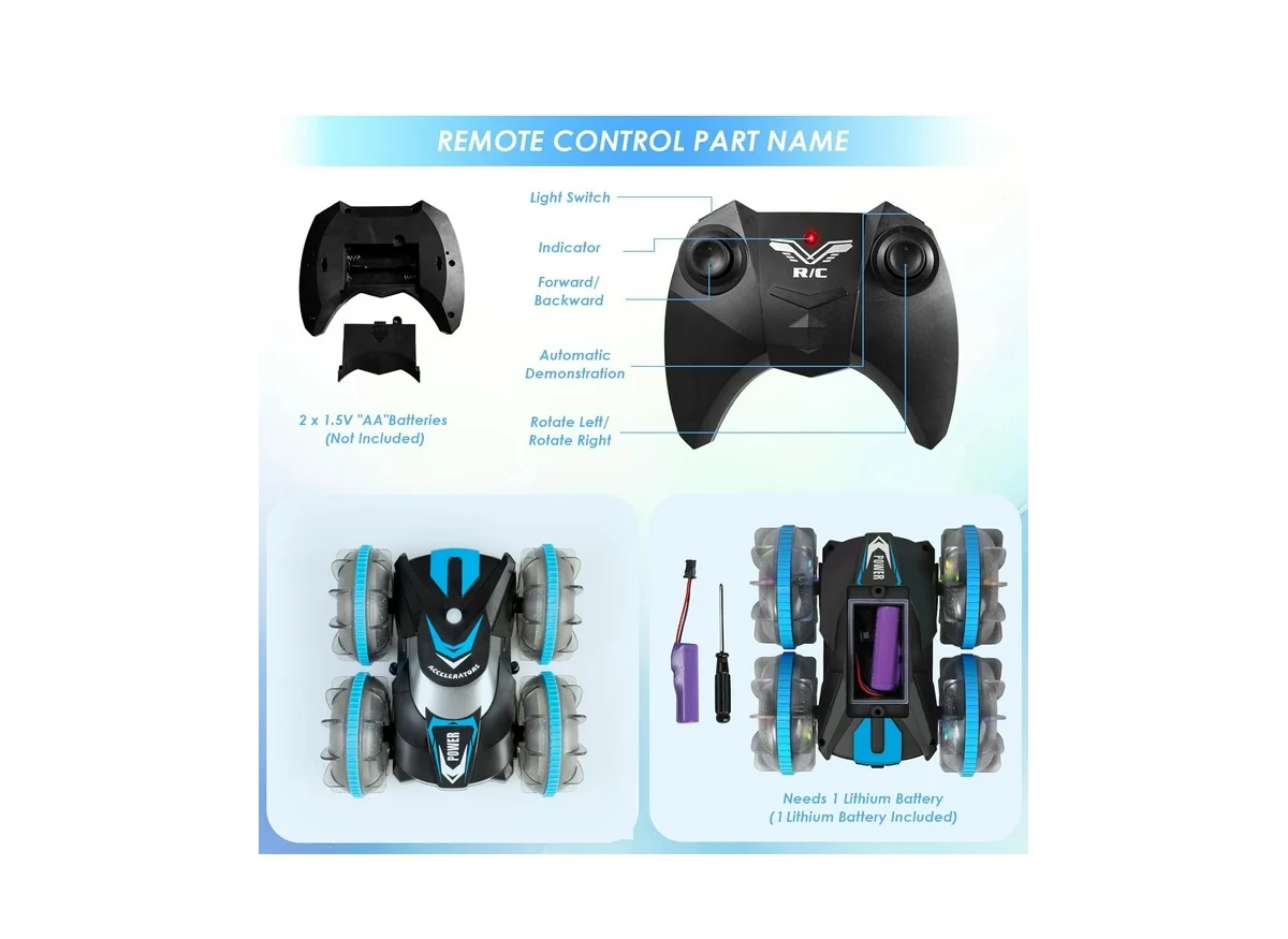 Cowin Amphibious Waterproof 360° Flips 4WD Rc Stunt Car 2.4GHz All-Terrain Vehicle Birthday Gift