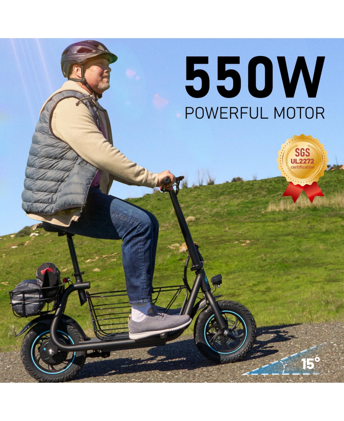 FormnestCastle Electric Scooter for Adults, Foldable Scooter with 550W Motor 18.6 Mph 20 Mile Distance