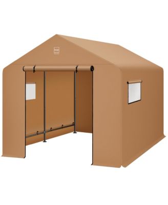10x8ft Outdoor Fabric Storage Shed, Steel Frame, Dual Zipper Doors, Window