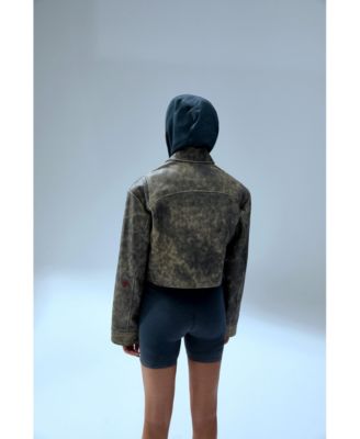 Women's Cotton Acid Wash Biker Leggings