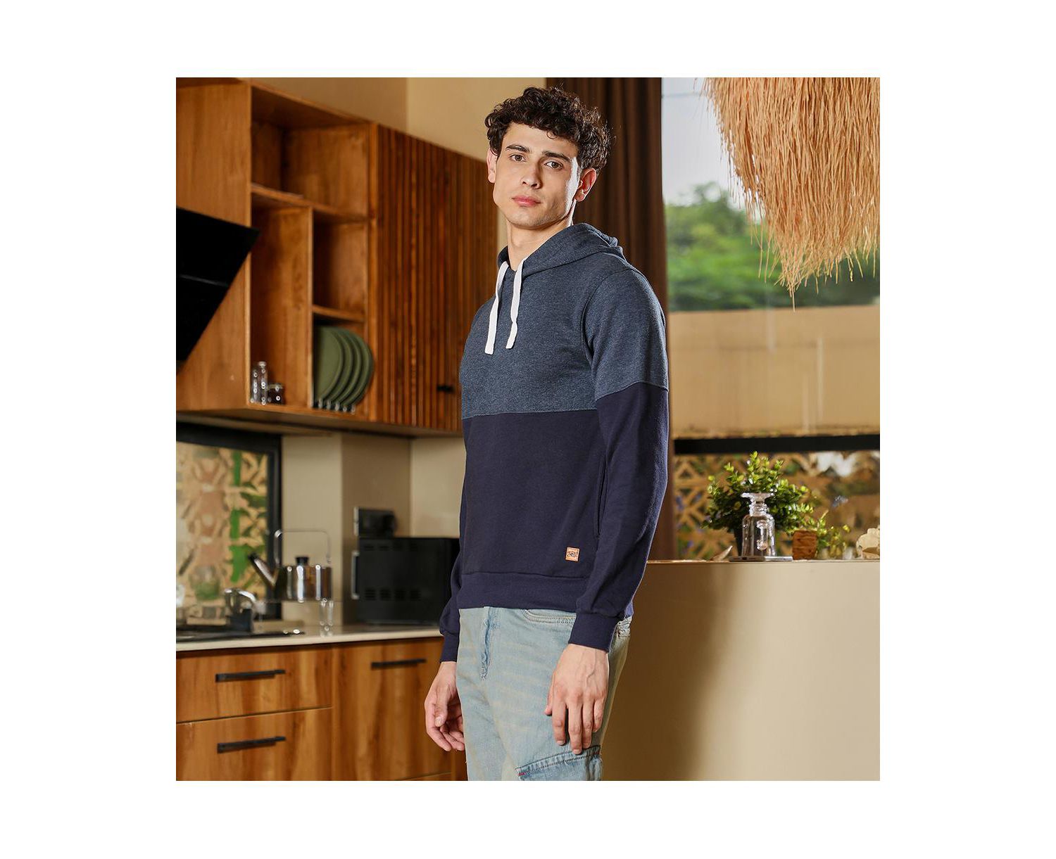Men's Prussian Blue Block Pullover Hoodie