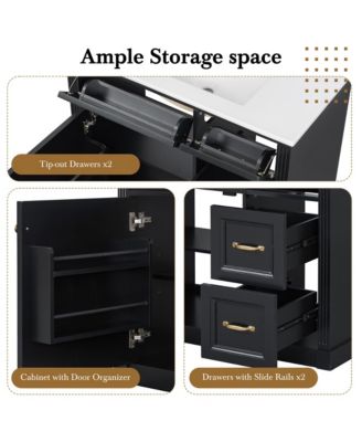 Bathroom Vanity with Sink 4 Drawers Soft Close Door and Adjustable Shelf