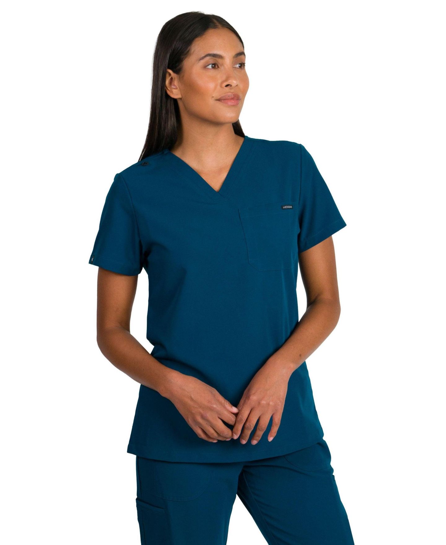 Женский топ Medgear Camilla Slim Scrubs with One Pocket, цвет: Caribbean — фото 3