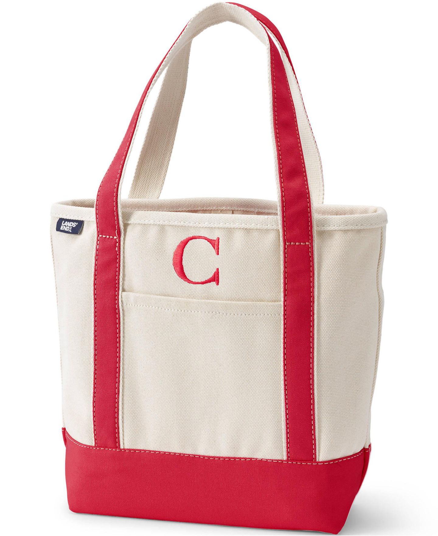 Сумка Lands' End Pre-Monogrammed Letter C Canvas, цвет: Натуральный / Красный — фото 1