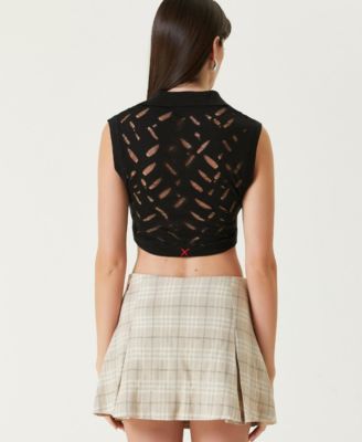 Women's Cropped Ripped Knit Top