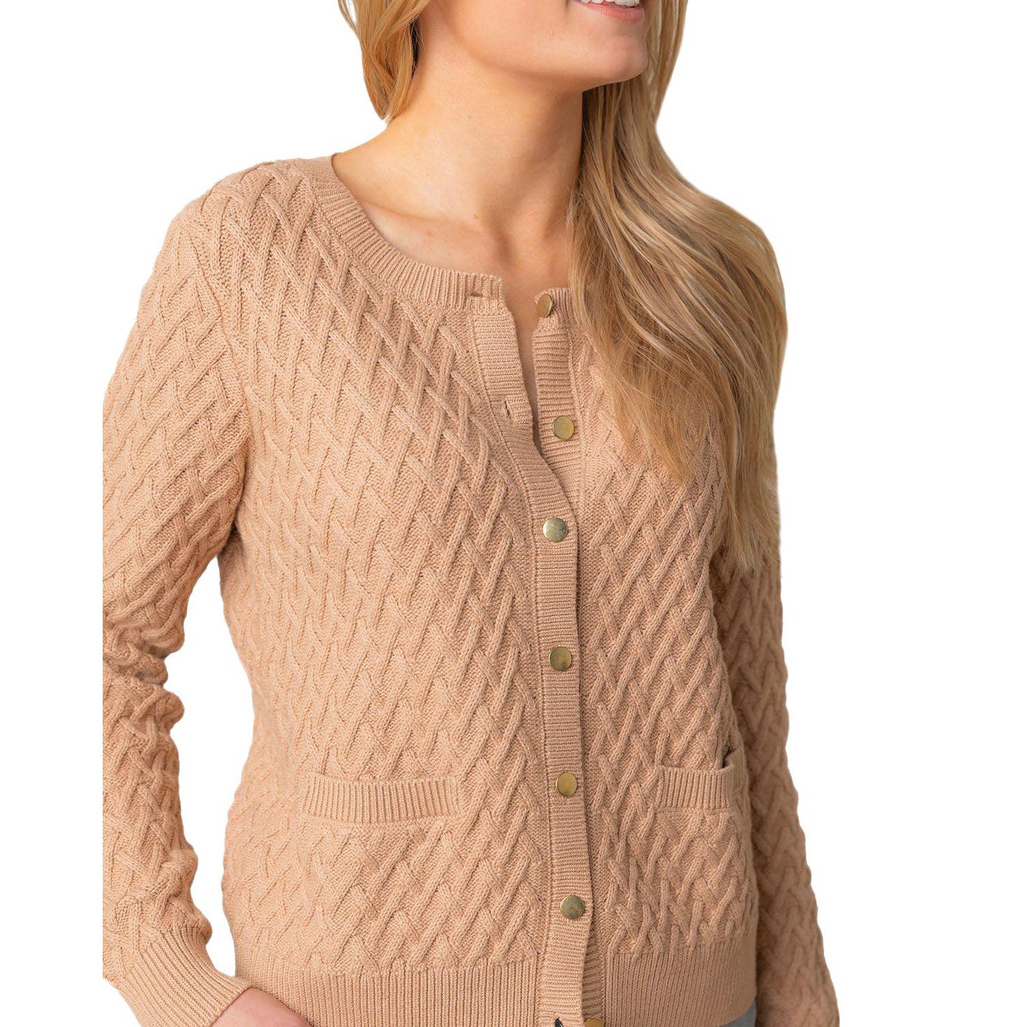 Women's Hope and Henry Organic Herringbone Stitch Cardigan Sweater