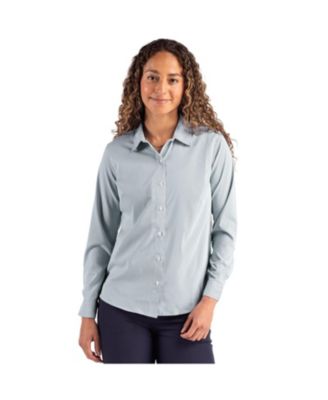 Women's Cutter and Buck Skyline Epic Confidence Pinstripe Long Sleeve Dress Shirt