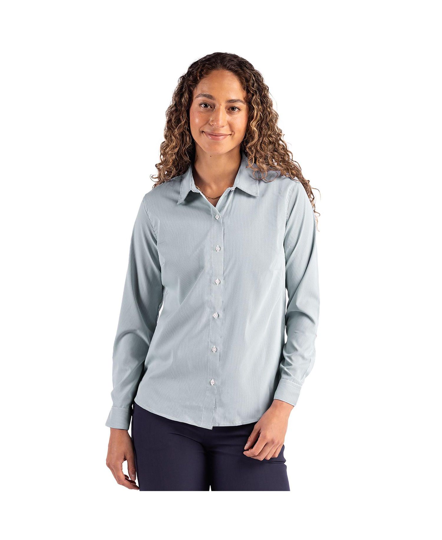 Women's Skyline Epic Confidence Pinstripe Long Sleeve Dress Shirt
