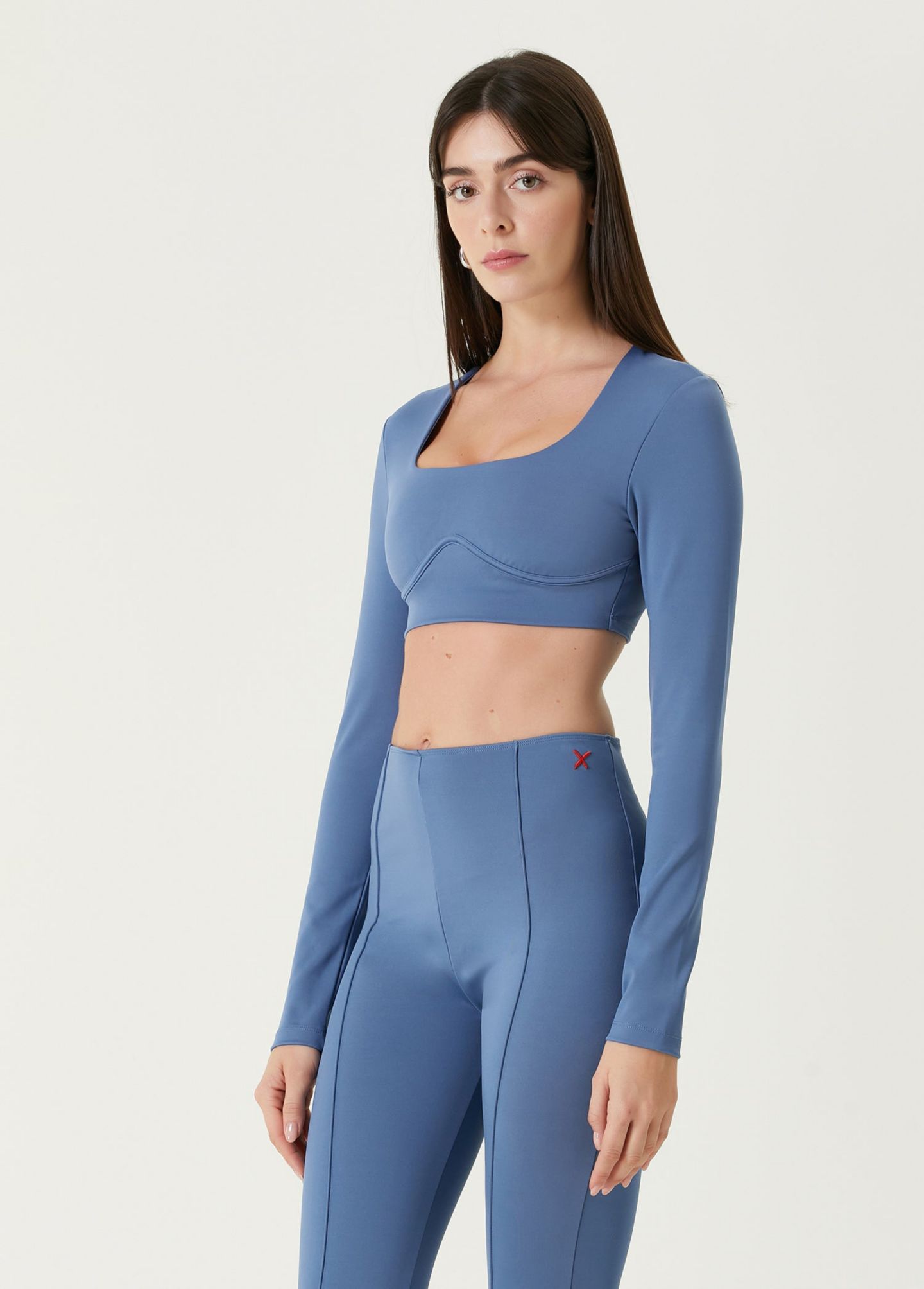 Женский топ PCFG Free Heaven Long Sleeve Crop, цвет: Синий — фото 7