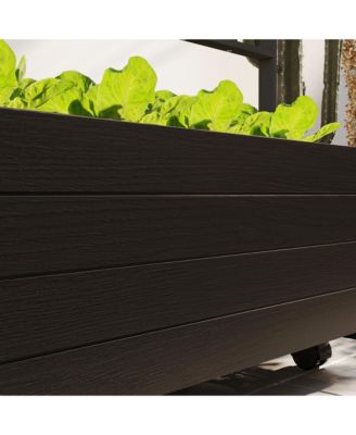 Outdoor Planter with Trellis and Wheels Wooden Raised Planter Box