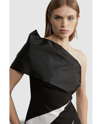 Women's One Shoulder Panel Midi Dress