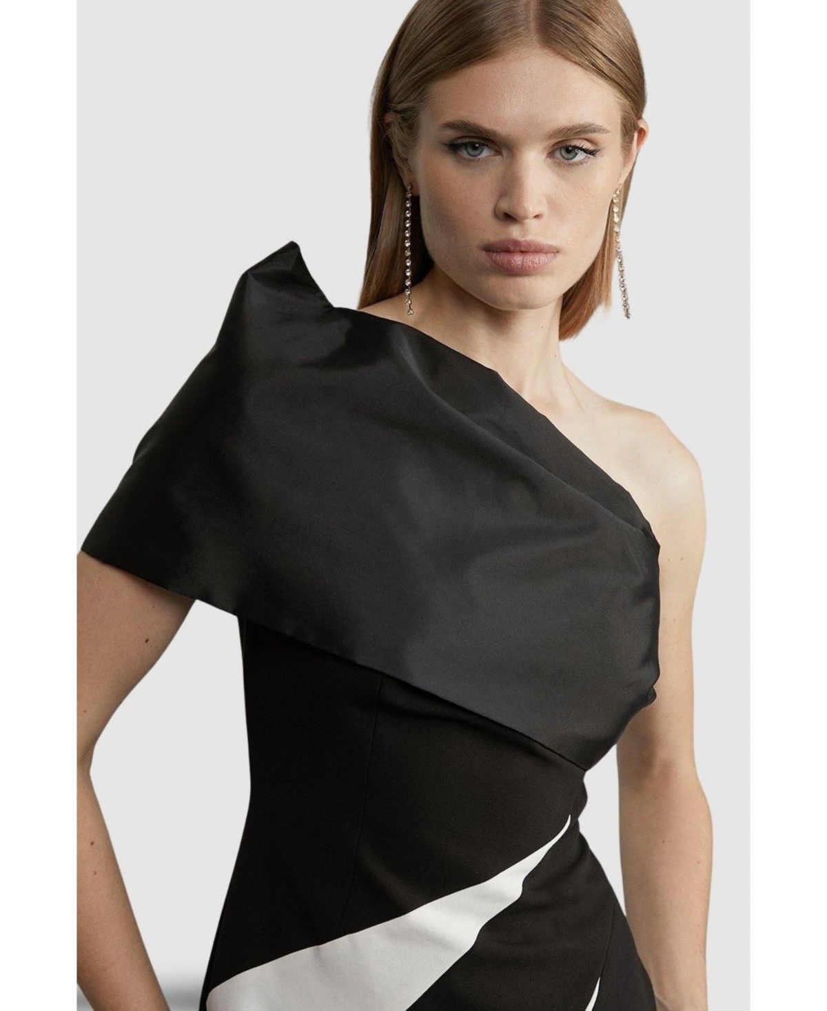 Karen Millen Women's One Shoulder Panel Midi Dress