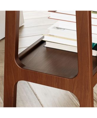 CASAINC Retro Narrow Slate Side Table with Storage Shelf