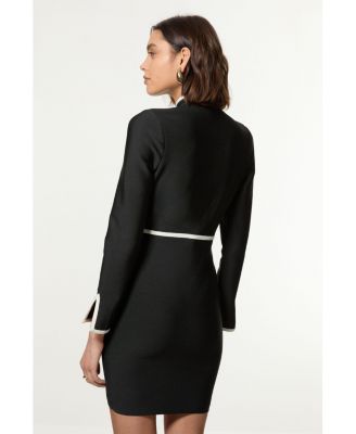 Women's Bandage Knit Military Detail Dress