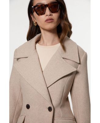 Women's Wool Tailored Flared Skirt Midi Coat