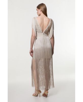 Women's Maxi Draped Fringe Knitted Mini Dress