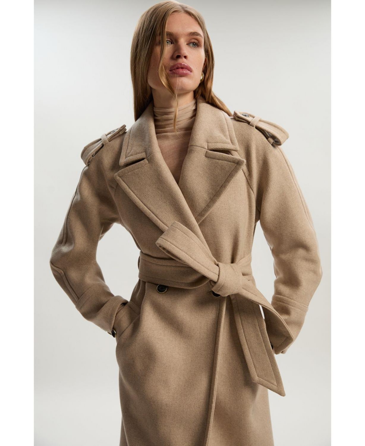 Karen Millen Women's Wool Tailored Belted Midi Coat