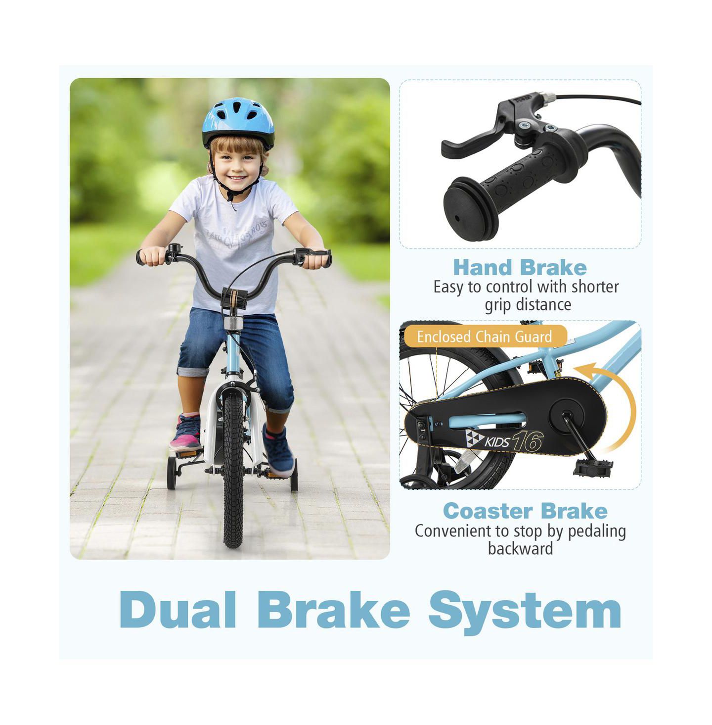 Детская игрушка SUGIFT 16-Inch Adjustable Kids Bike with Training Wheels, 4–7 лет, цвет: Синий — фото 7