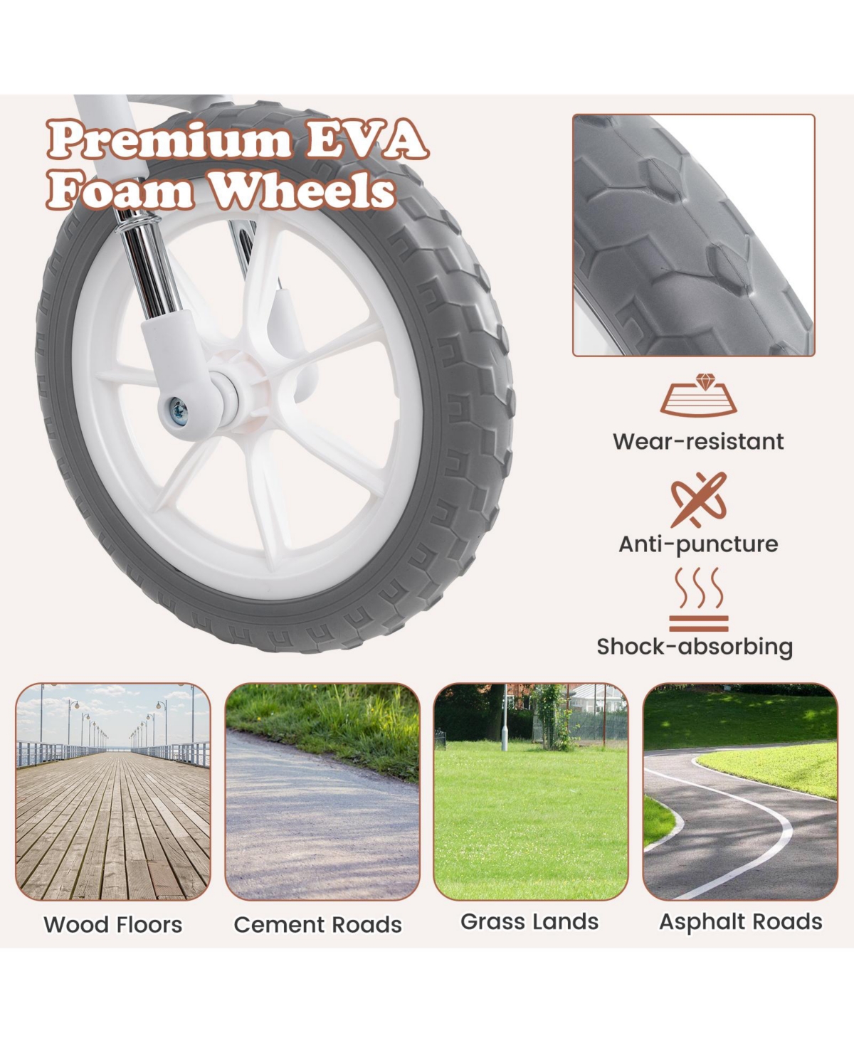 Sugift 12 Inch Balance Bike with Adjustable Seat and Rotatable Handlebar