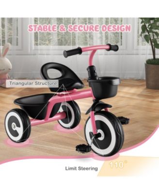 Toddler Tricycle with Adjustable Seat and Storage Baskets for 1.5-5 Years Old