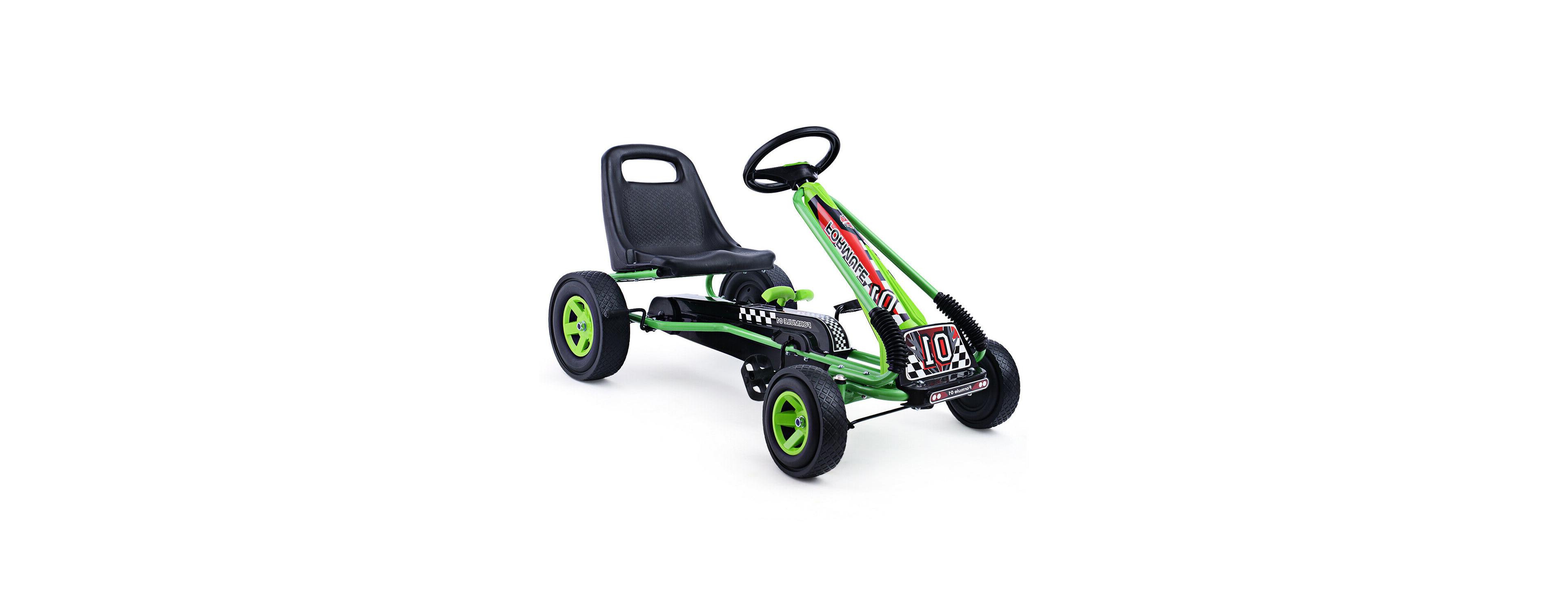 Sugift Pedal-Powered Go Kart Racer with 4-Wheel, 3-Point Steering, Ages 3+