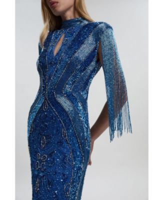 Women's Embellished Tassel Sleeve Maxi Dress