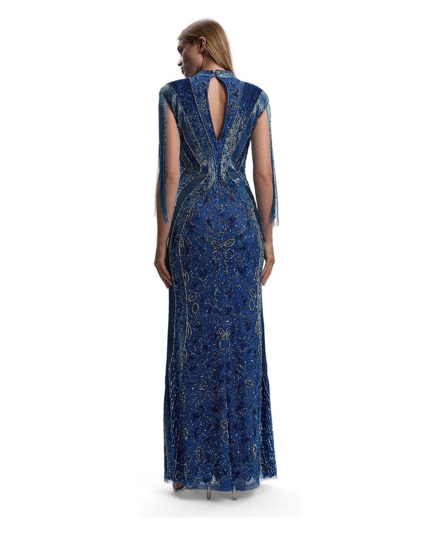 Women's Tassel Sleeve High Neck Maxi Dress