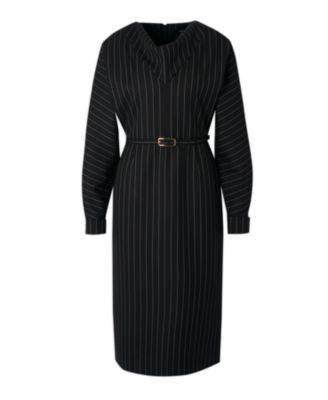 Women's Pinstripe Cowl Neck Midi Dress