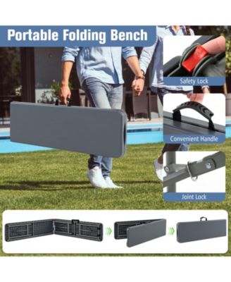 6 Feet Plastic Folding Bench Portable Seat with Handle and Lock