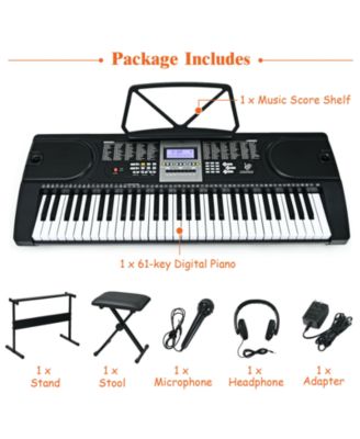 61-Key Portable Electronic Keyboard Piano with Stand and Stool