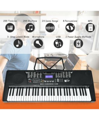 61-Key Portable Electronic Keyboard Piano with Stand and Stool