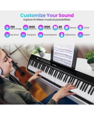 88 Key Foldable Electric Keyboard Piano with Wireless MIDI and Dual Speakers