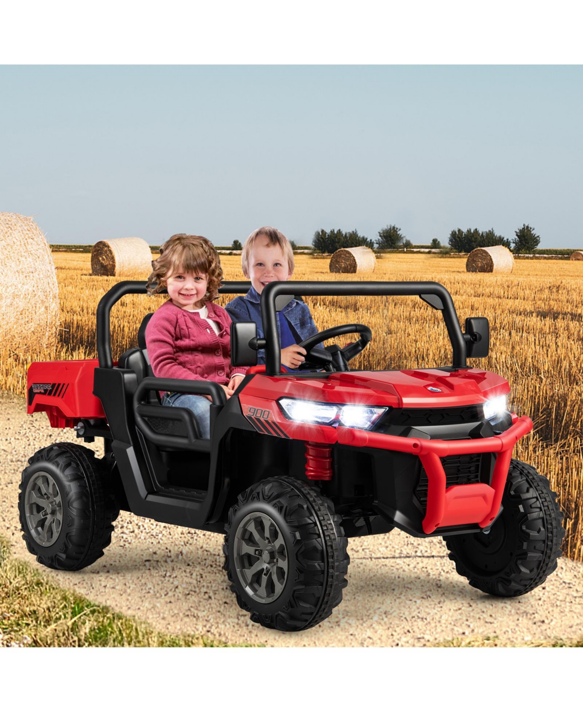 2-Seater Kids Ride On Dump Truck with Dump Bed and Shovel