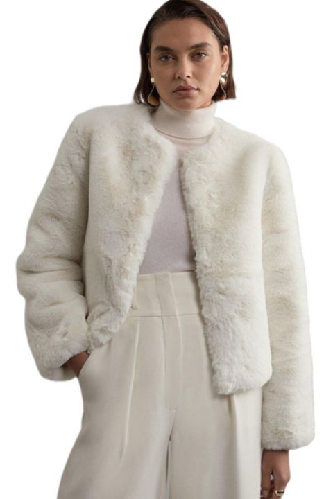 Женские куртки Karen Millen Women's Collarless Faux Fur Jacket