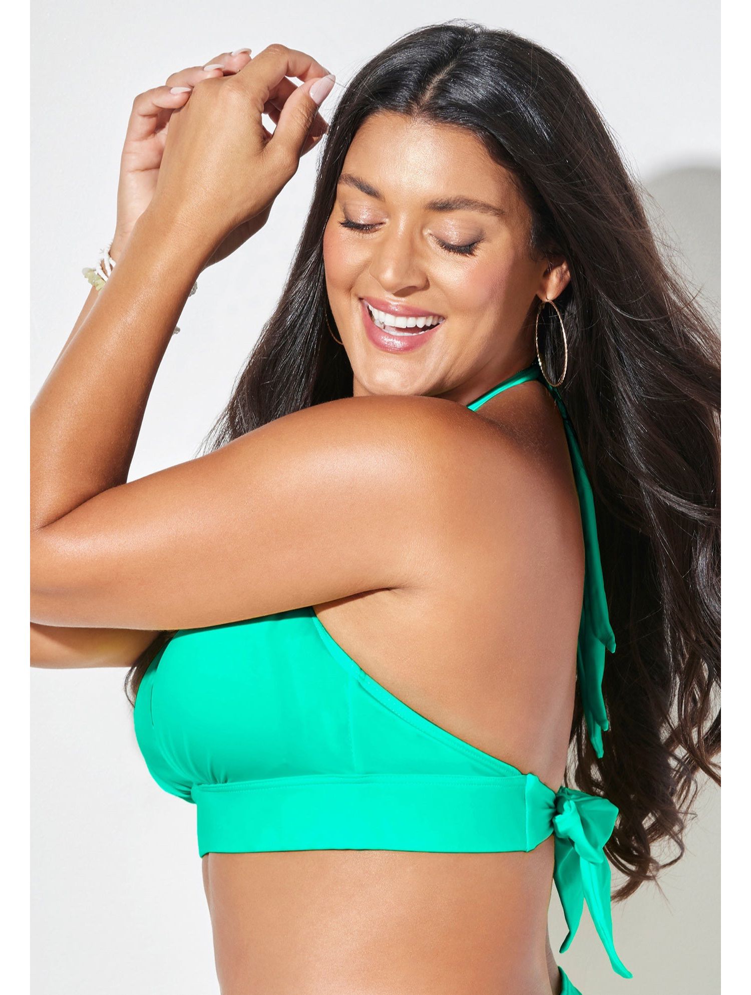 Women's Loop Strap Halter Bikini Top