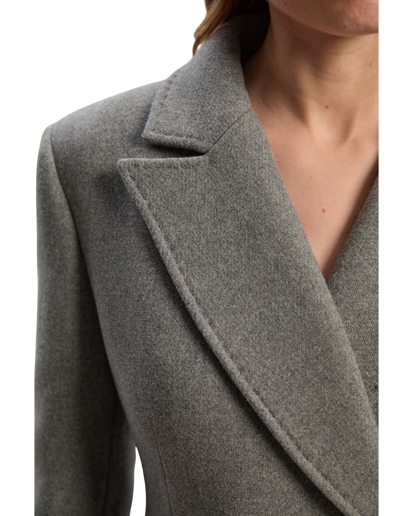 Женское пальто Karen Millen Wool Blend Tailored Fitted Maxi, цвет: Серый меланжевый — фото 4