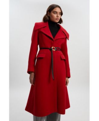 Women's Wool Shawl Collar Belted Midi Coat