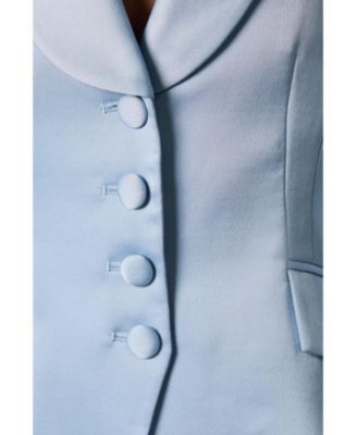 Women's Satin Lapel Waisted Blazer