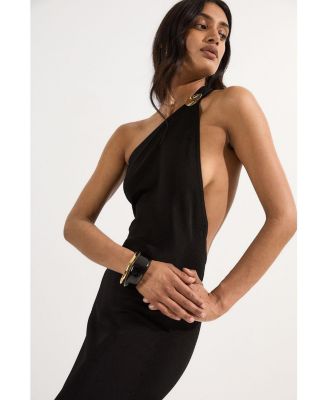 Women's Backless Knit Dress With Hardware