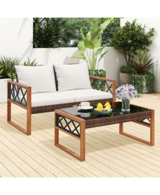 2 Pieces Patio Furniture Set Outside Conversation Set