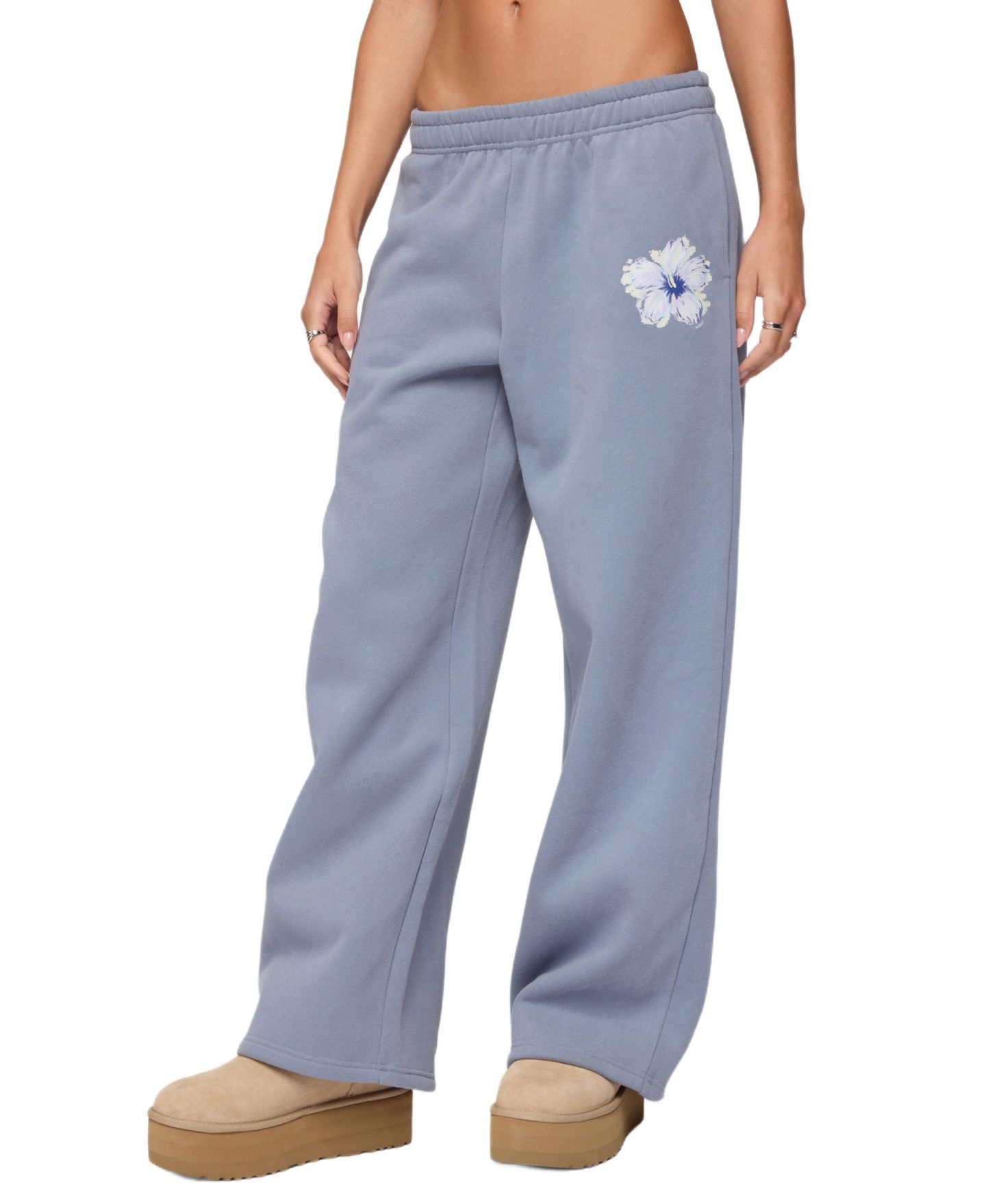 Женские брюки Edikted Tropical Bloom Sweatpants, цвет: Синий — фото 1