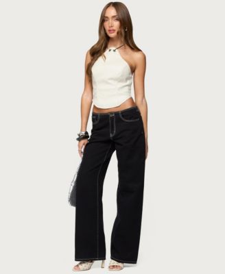 Women's Kizzie Faux Leather Halter Top