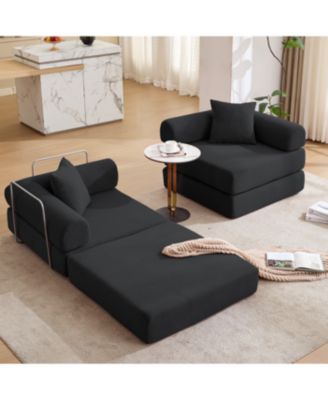 Streamdale Modular Couch Sofa Bed for Apartment, Convertible Sofa Bed, Black Corduroy