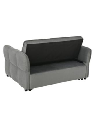 Streamdale 3-in-1 Velvet Pull Out Couch Bed with Reclining Backrest & Pillows (Dark Grey