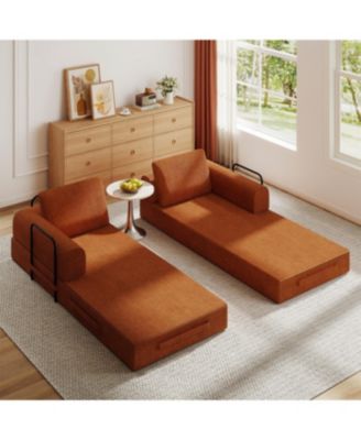Streamdale Convertible Corduroy Sleeper Sofa Bed with Pillow - Orange