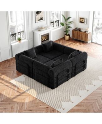 Streamdale 4-seater chenille convertible sofa bed with side storage